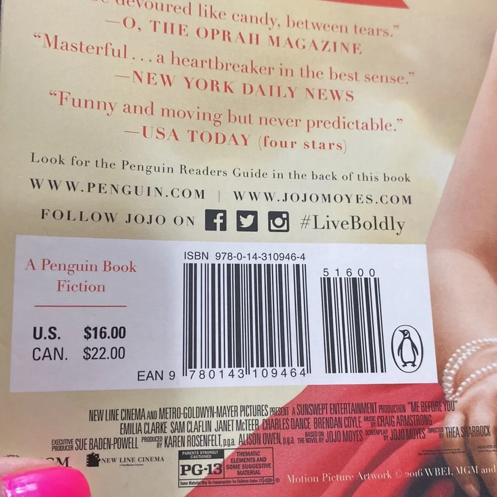 Me Before You by Jojo Moyes - Romance Paperback, Red & Cream Cover - Picture 10 of 11